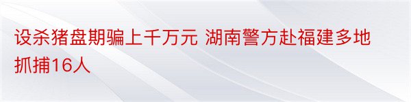 设杀猪盘期骗上千万元 湖南警方赴福建多地抓捕16人