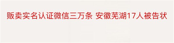 贩卖实名认证微信三万条 安徽芜湖17人被告状