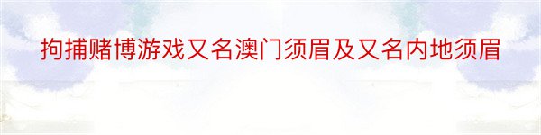 拘捕赌博游戏又名澳门须眉及又名内地须眉