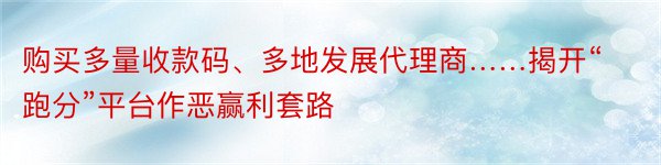 购买多量收款码、多地发展代理商……揭开“跑分”平台作恶赢利套路