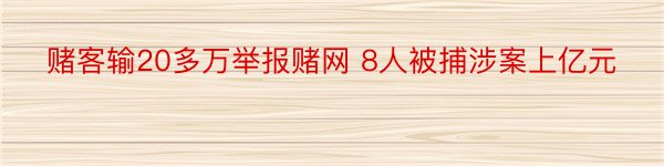 赌客输20多万举报赌网 8人被捕涉案上亿元