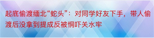 起底偷渡缅北“蛇头”：对同学好友下手，带人偷渡后没拿到提成反被恫吓关水牢