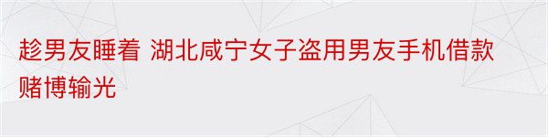 趁男友睡着 湖北咸宁女子盗用男友手机借款赌博输光