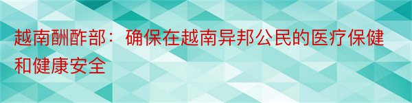 越南酬酢部：确保在越南异邦公民的医疗保健和健康安全