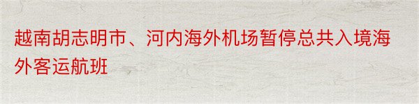 越南胡志明市、河内海外机场暂停总共入境海外客运航班