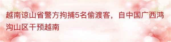 越南谅山省警方拘捕5名偷渡客，自中国广西鸿沟山区干预越南