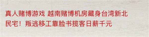 真人赌博游戏 越南赌博机房藏身台湾新北民宅！叛逃移工靠脸书揽客日薪千元