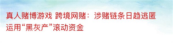 真人赌博游戏 跨境网赌：涉赌链条日趋逃匿 运用“黑灰产”滚动资金