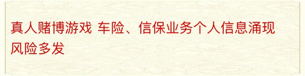 真人赌博游戏 车险、信保业务个人信息涌现风险多发