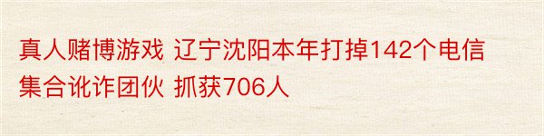 真人赌博游戏 辽宁沈阳本年打掉142个电信集合讹诈团伙 抓获706人