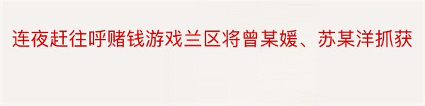 连夜赶往呼赌钱游戏兰区将曾某媛、苏某洋抓获