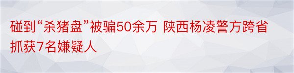 碰到“杀猪盘”被骗50余万 陕西杨凌警方跨省抓获7名嫌疑人