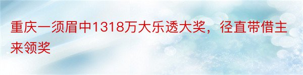 重庆一须眉中1318万大乐透大奖，径直带借主来领奖