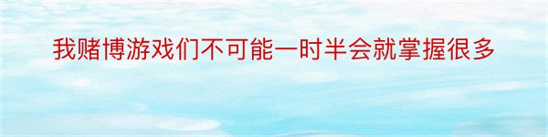 我赌博游戏们不可能一时半会就掌握很多