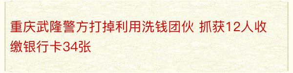 重庆武隆警方打掉利用洗钱团伙 抓获12人收缴银行卡34张