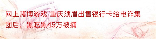 网上赌博游戏 重庆须眉出售银行卡给电诈集团后，黑吃黑45万被捕