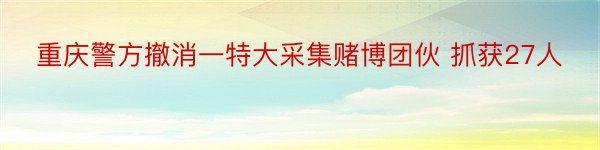 重庆警方撤消一特大采集赌博团伙 抓获27人