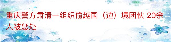 重庆警方肃清一组织偷越国（边）境团伙 20余人被惩处