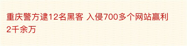 重庆警方逮12名黑客 入侵700多个网站赢利2千余万