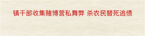 镇干部收集赌博营私舞弊 杀农民替死逃债