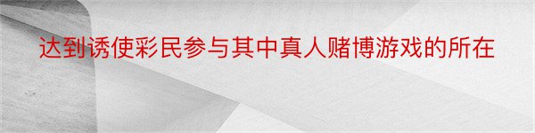 达到诱使彩民参与其中真人赌博游戏的所在