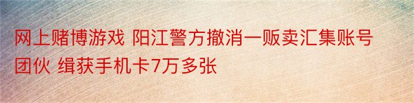 网上赌博游戏 阳江警方撤消一贩卖汇集账号团伙 缉获手机卡7万多张