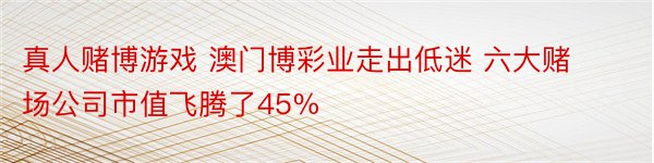 真人赌博游戏 澳门博彩业走出低迷 六大赌场公司市值飞腾了45%