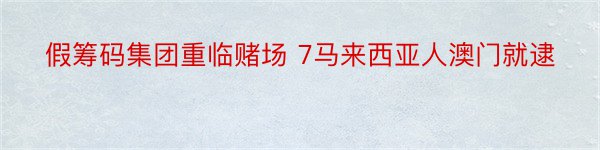 假筹码集团重临赌场 7马来西亚人澳门就逮