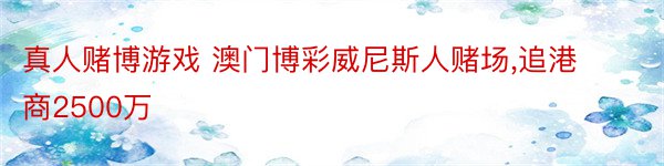 真人赌博游戏 澳门博彩威尼斯人赌场,追港商2500万