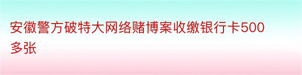 安徽警方破特大网络赌博案收缴银行卡500多张