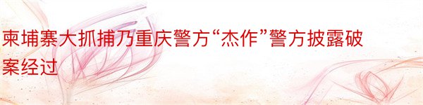 柬埔寨大抓捕乃重庆警方“杰作”警方披露破案经过