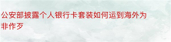 公安部披露个人银行卡套装如何运到海外为非作歹