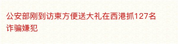 公安部刚到访柬方便送大礼在西港抓127名诈骗嫌犯