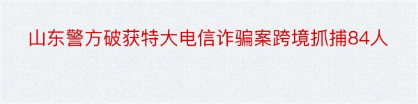 山东警方破获特大电信诈骗案跨境抓捕84人