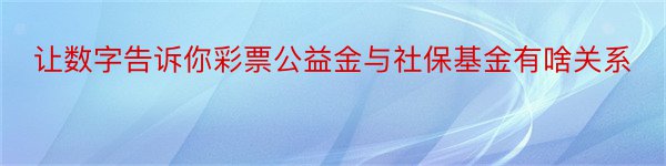 让数字告诉你彩票公益金与社保基金有啥关系