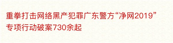 重拳打击网络黑产犯罪广东警方“净网2019”专项行动破案730余起