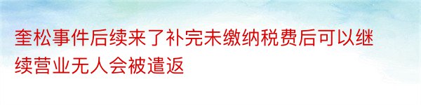 奎松事件后续来了补完未缴纳税费后可以继续营业无人会被遣返