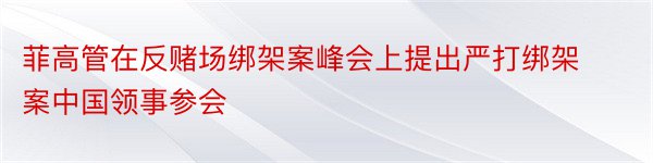 菲高管在反赌场绑架案峰会上提出严打绑架案中国领事参会