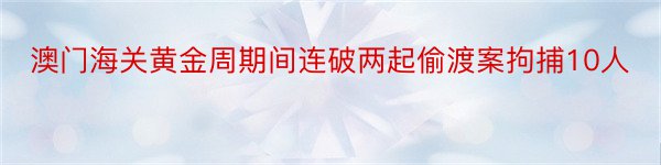 澳门海关黄金周期间连破两起偷渡案拘捕10人