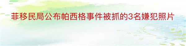 菲移民局公布帕西格事件被抓的3名嫌犯照片