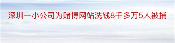 深圳一小公司为赌博网站洗钱8千多万5人被捕