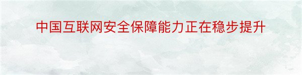 中国互联网安全保障能力正在稳步提升