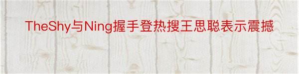 TheShy与Ning握手登热搜王思聪表示震撼