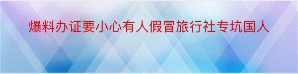 爆料办证要小心有人假冒旅行社专坑国人