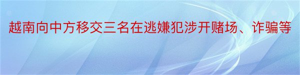 越南向中方移交三名在逃嫌犯涉开赌场、诈骗等