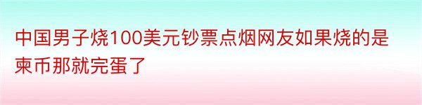 中国男子烧100美元钞票点烟网友如果烧的是柬币那就完蛋了