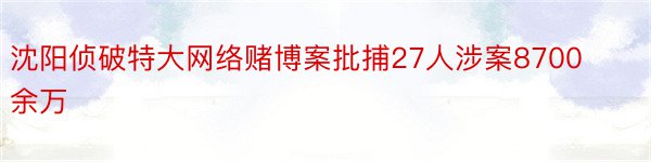 沈阳侦破特大网络赌博案批捕27人涉案8700余万