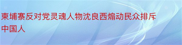 柬埔寨反对党灵魂人物沈良西煽动民众排斥中国人