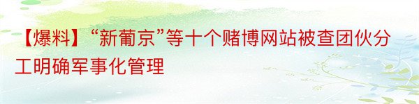 【爆料】“新葡京”等十个赌博网站被查团伙分工明确军事化管理