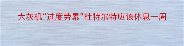 大灰机“过度劳累”杜特尔特应该休息一周